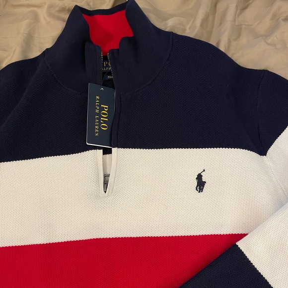 Ralph Lauren by Polo Mesh-Knit Cotton Quarter Zip size Large - Picture 2 of 4